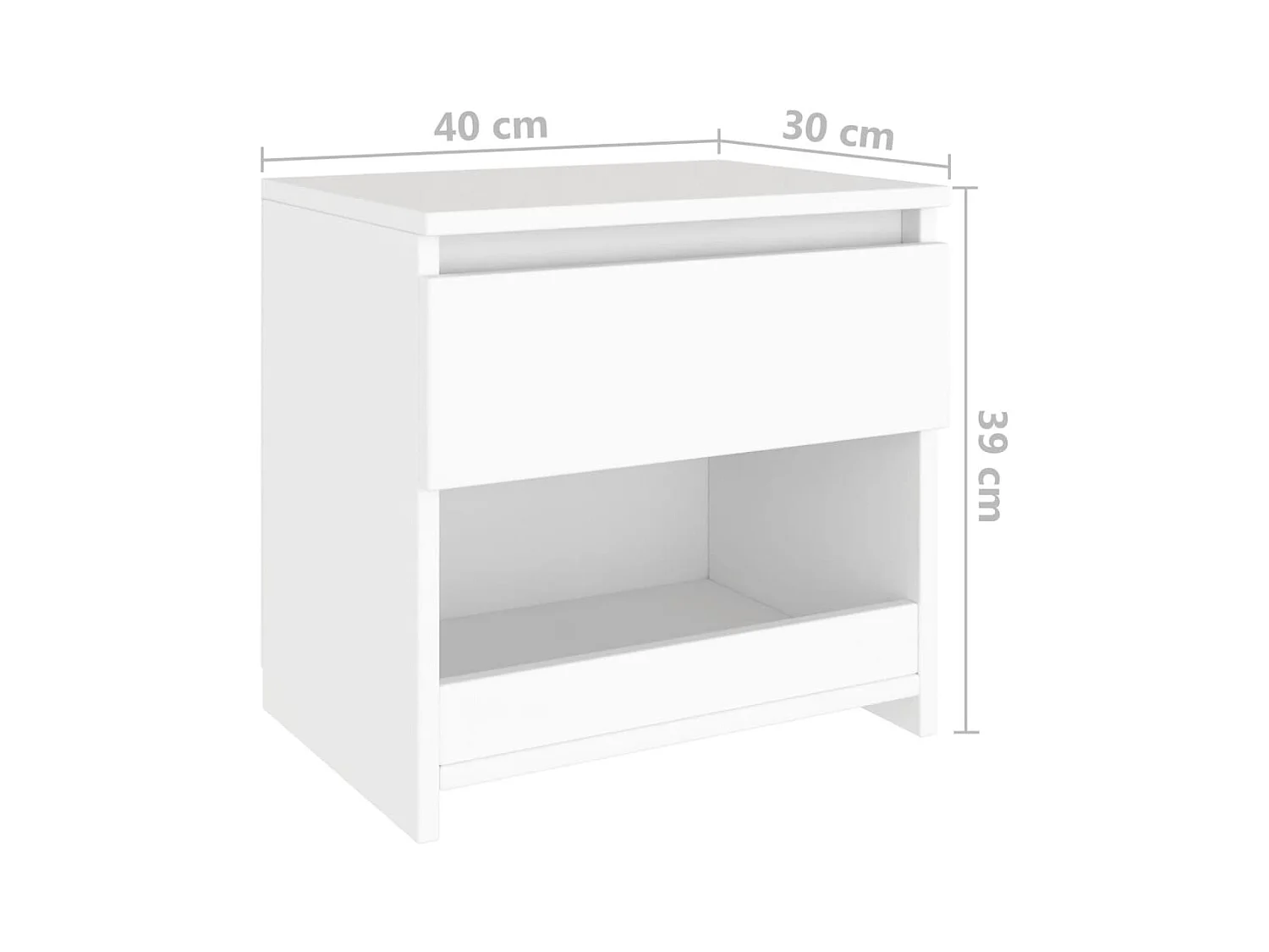 Elle  Table de chevet Blanc 40x30x39 cm Aggloméré