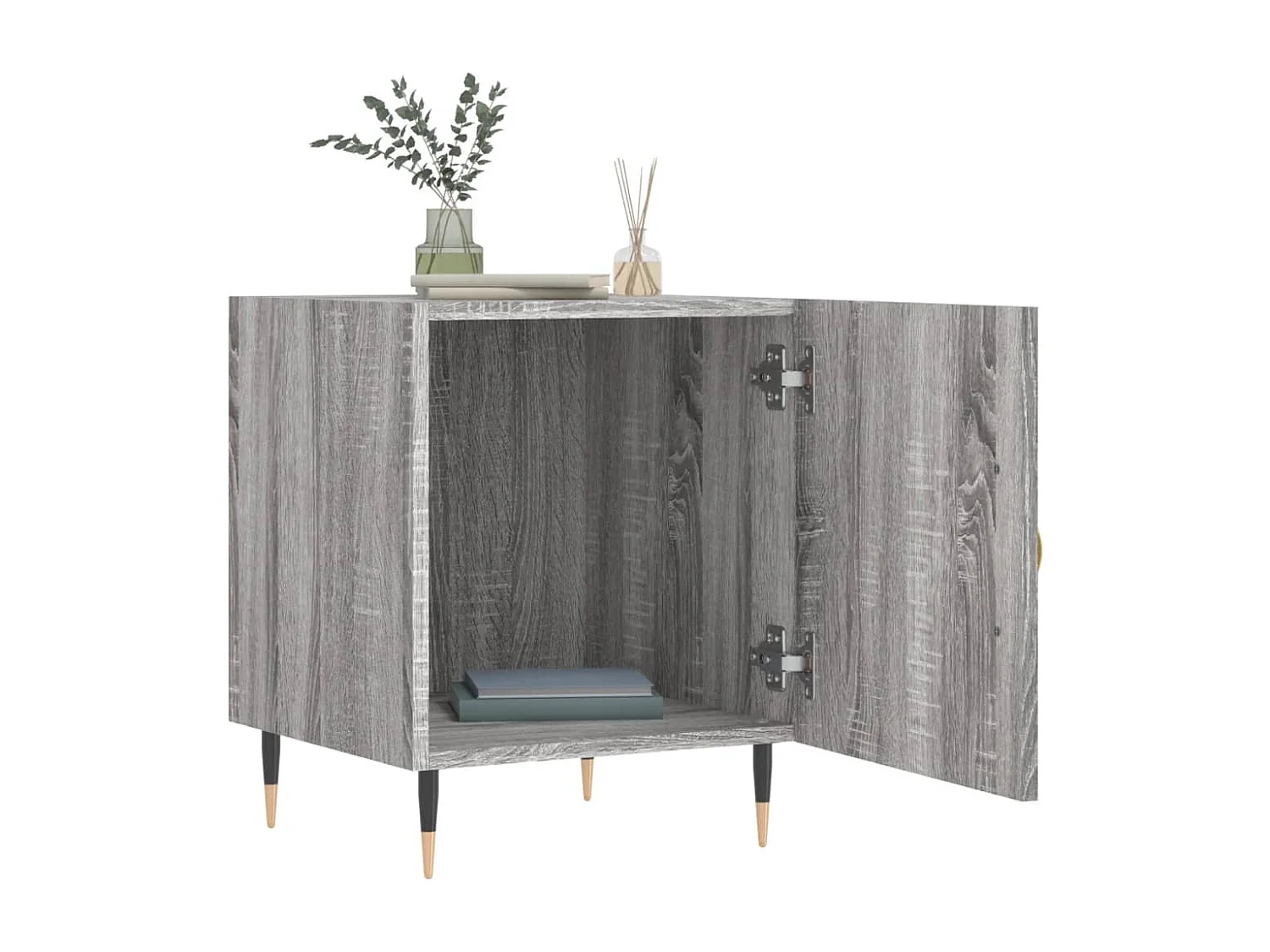 Hayke  Nachtkastje 40x40x50 cm bewerkt hout grijs sonoma eikenkleurig