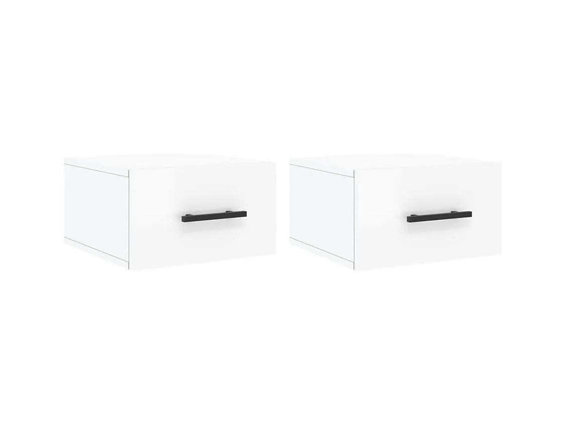 Evelyn Marie  Tables de chevet murales 2 pcs blanc brillant 35x35x20 cm