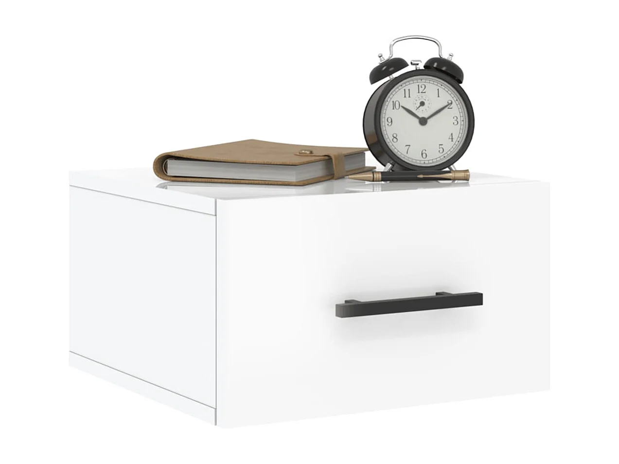 Evelyn Marie  Tables de chevet murales 2 pcs blanc brillant 35x35x20 cm