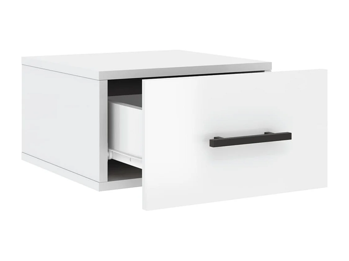 Evelyn Marie  Tables de chevet murales 2 pcs blanc brillant 35x35x20 cm