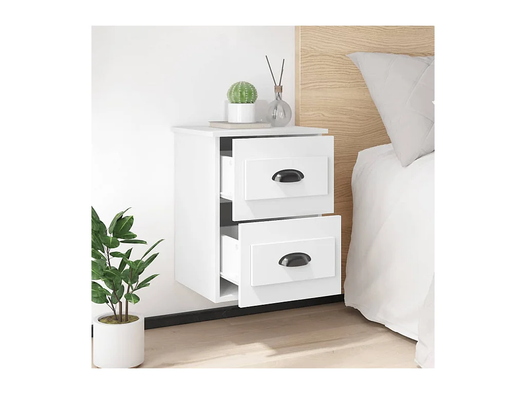 Inez  Tables de chevet murales 2 pcs blanc 41,5x36x53 cm