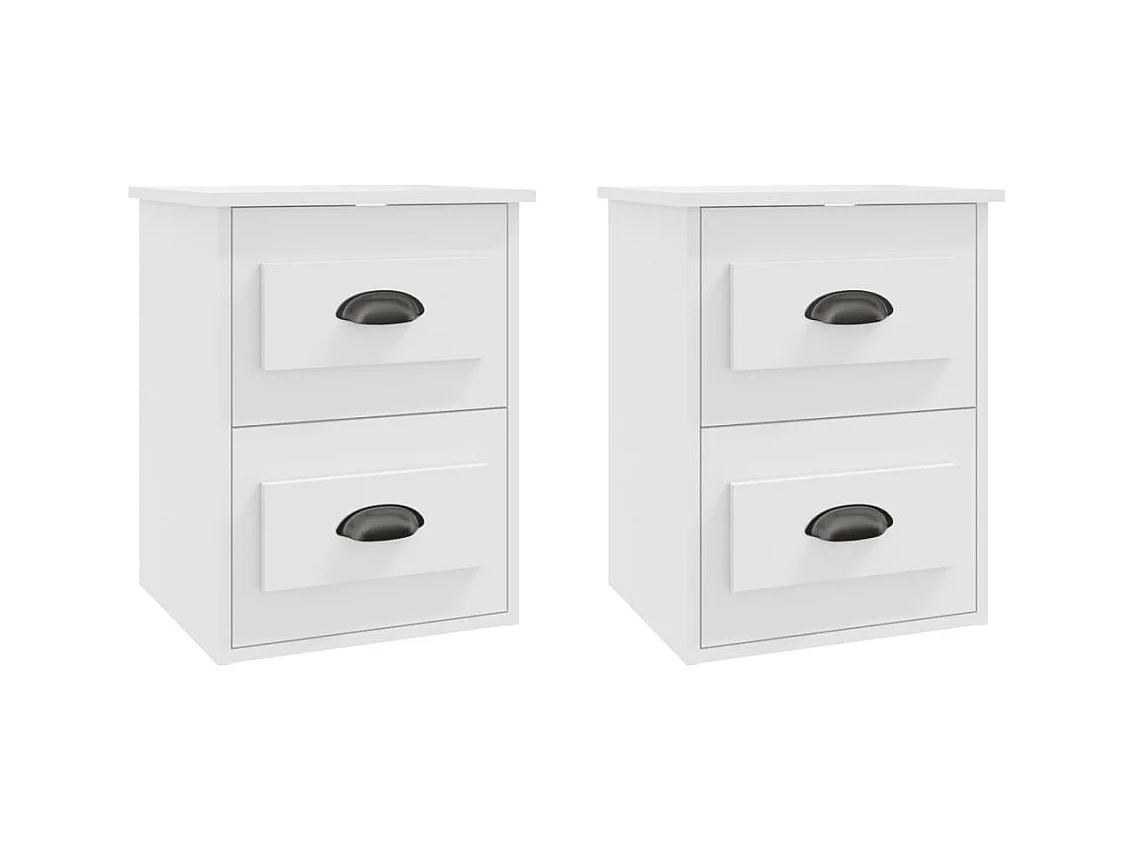 Inez  Tables de chevet murales 2 pcs blanc 41,5x36x53 cm