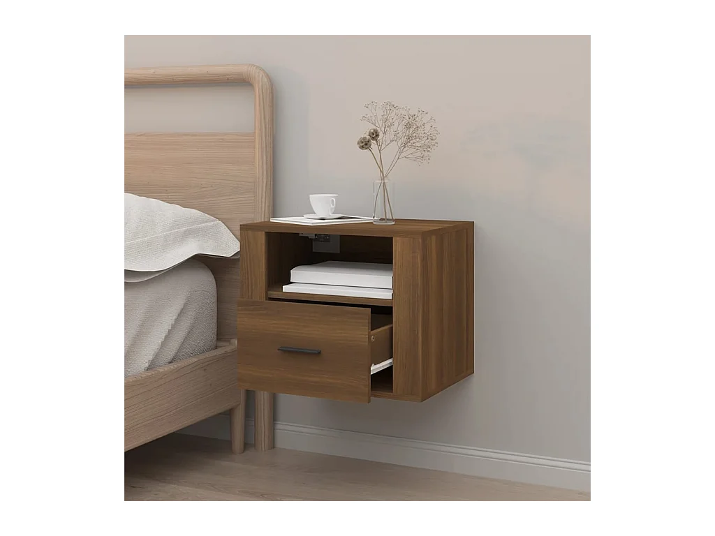 Pyren  Table de chevet murale Chêne marron 50x36x40 cm