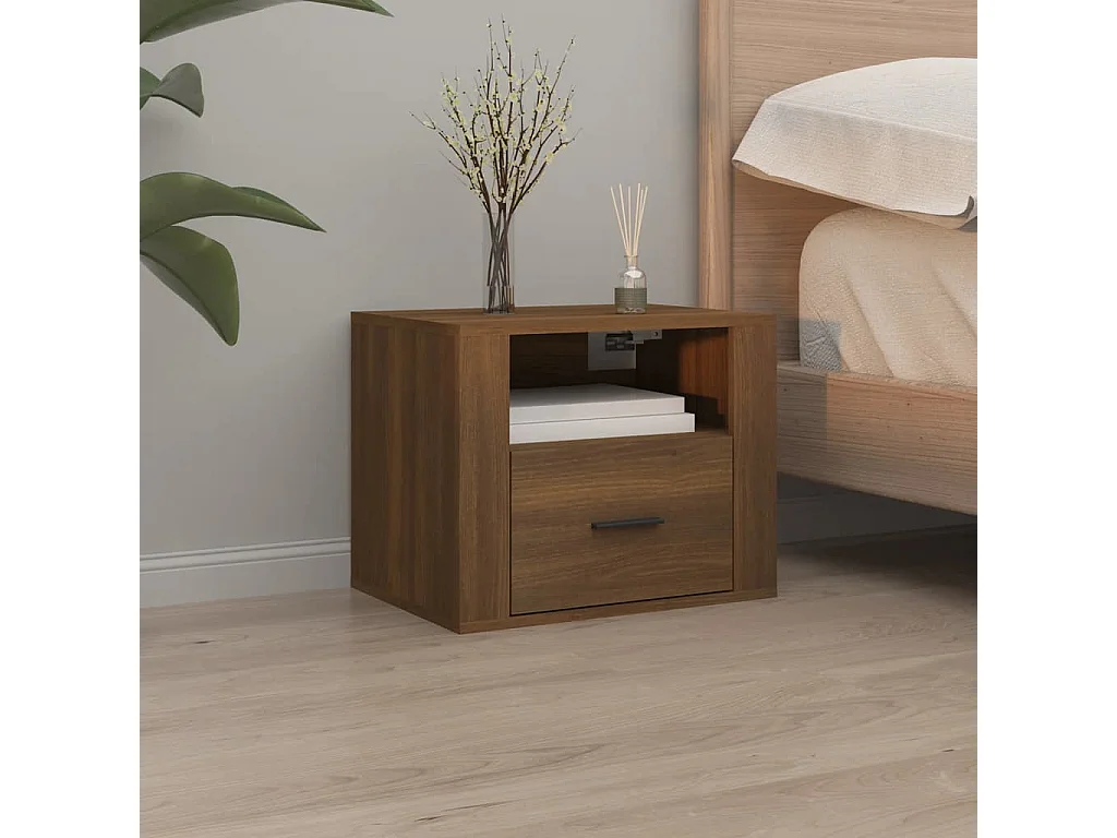 Pyren  Table de chevet murale Chêne marron 50x36x40 cm