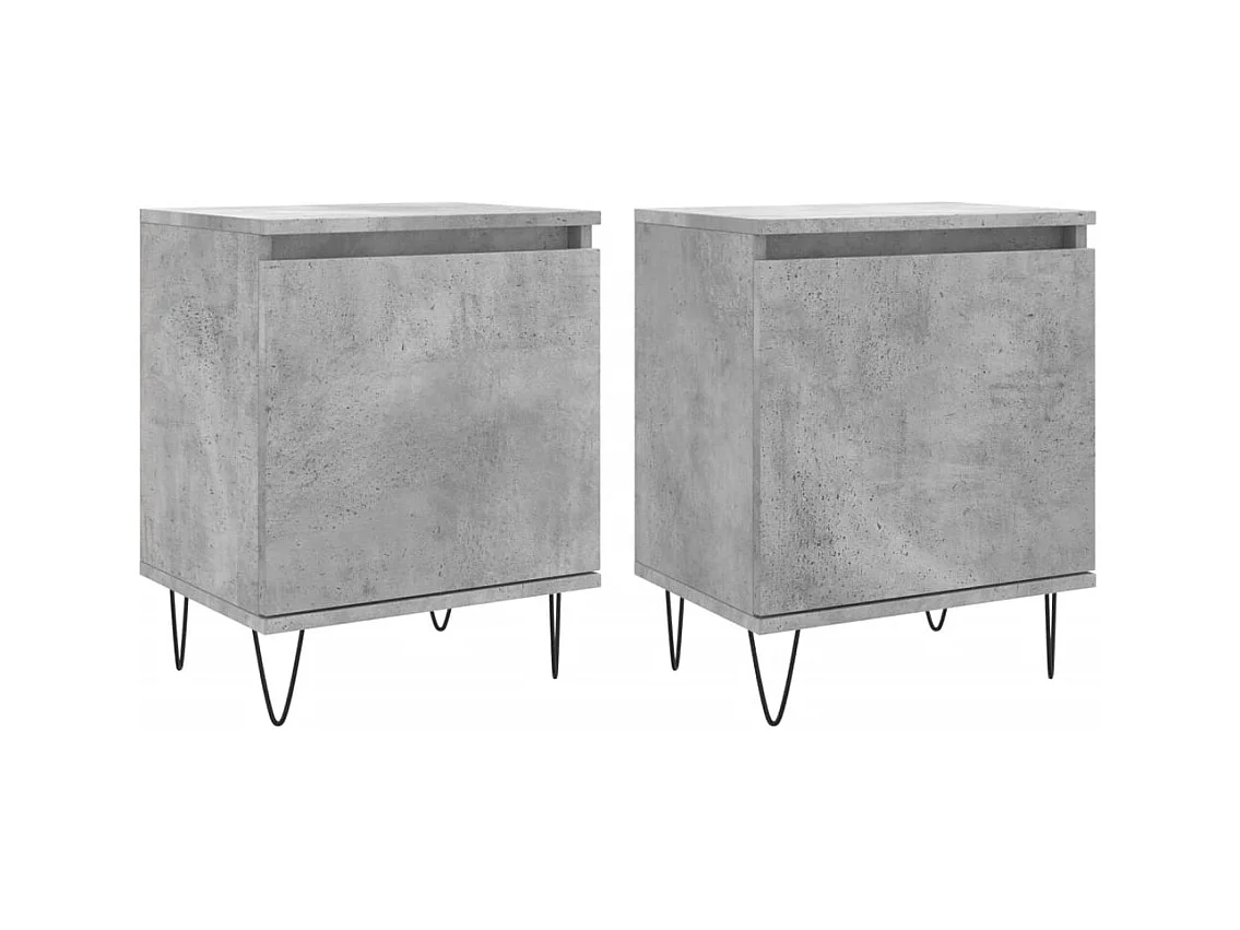 Bordentown  Tables de chevet 2 pcs gris béton 40x30x50 cm bois d'ingénierie