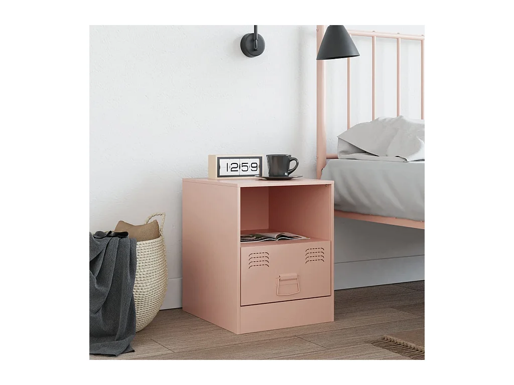Elthor  Table de chevet rose 34,5x39x44 cm acier