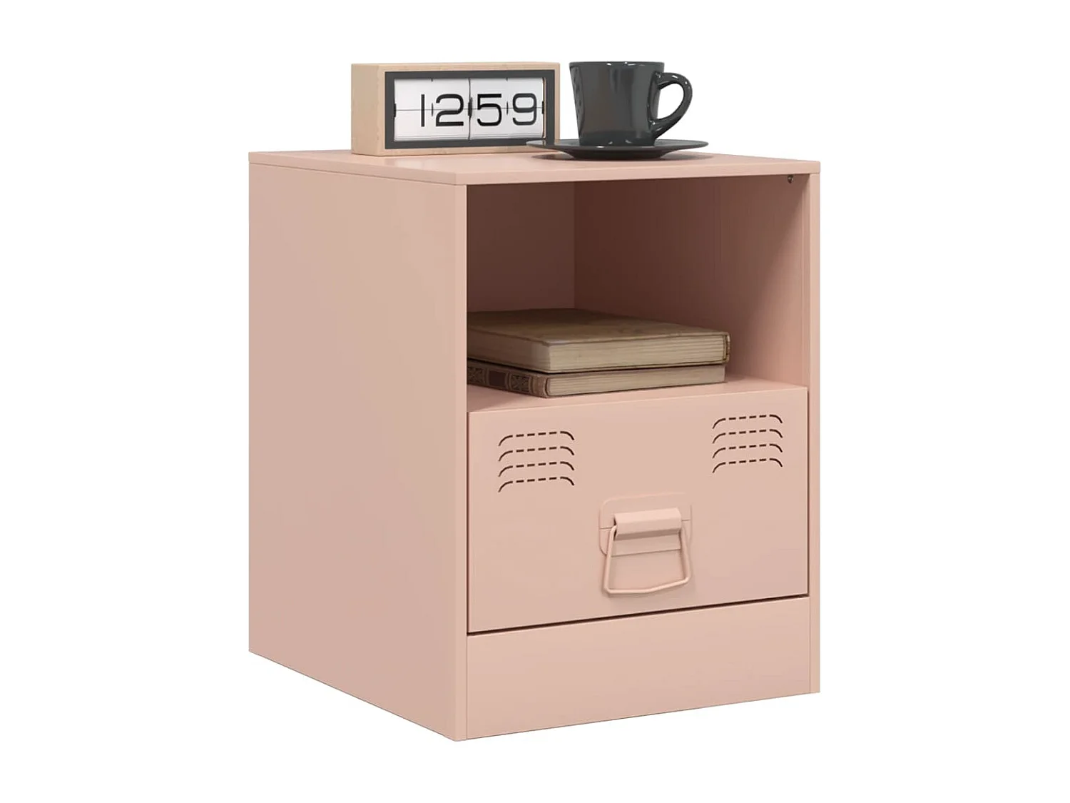 Elthor  Table de chevet rose 34,5x39x44 cm acier