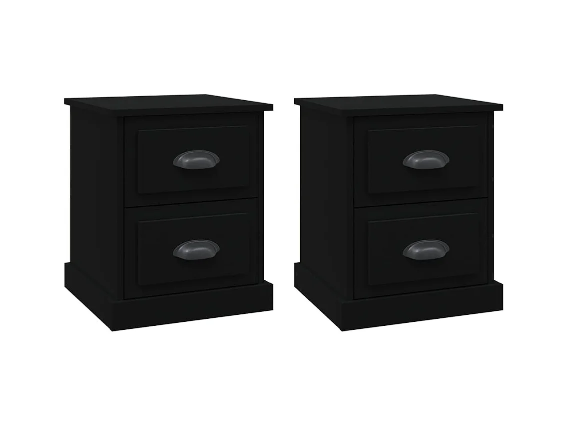 Arras  Tables de chevet 2 pcs noir 39x39x47,5 cm bois d'ingénierie