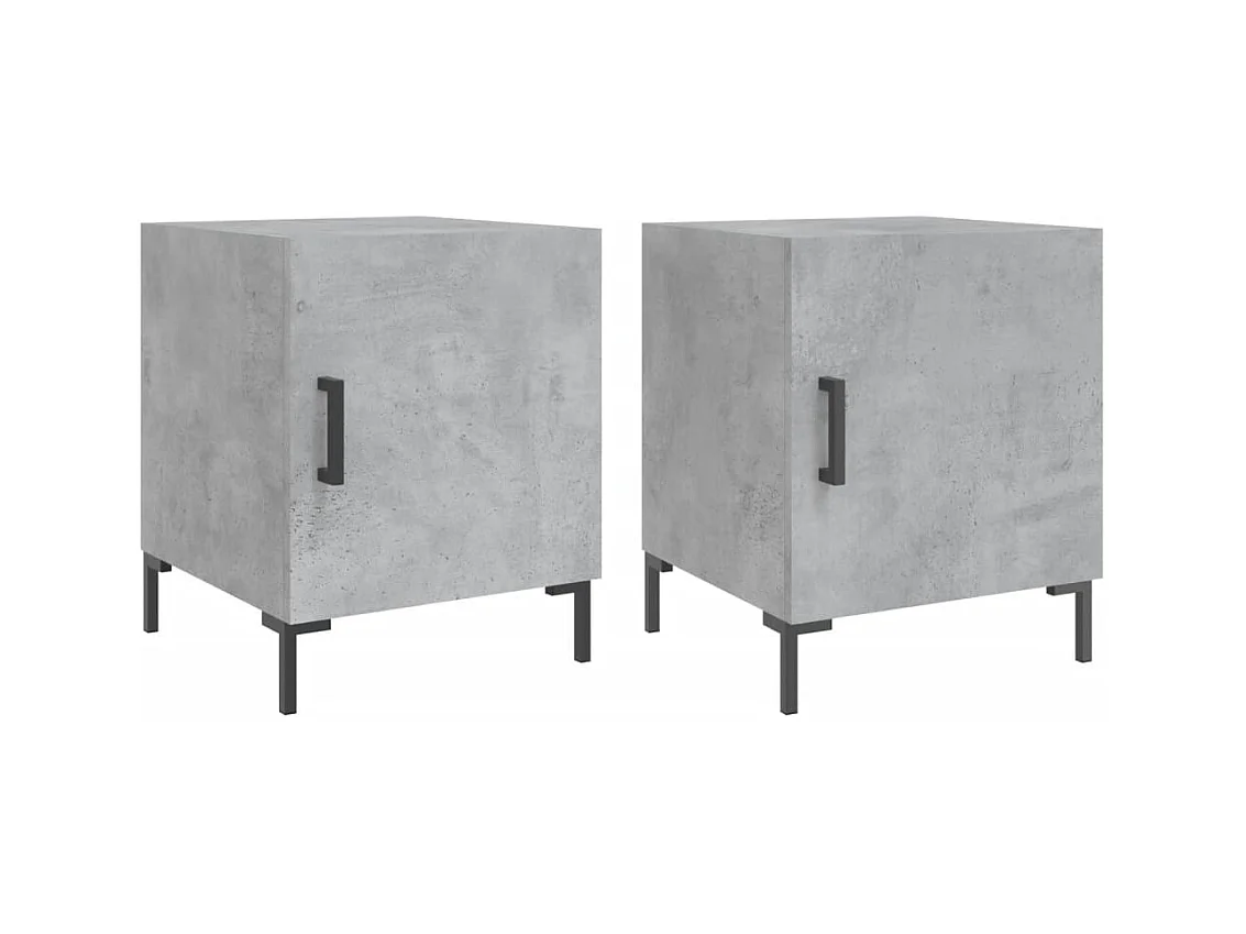 Emarente  Tables de chevet 2 pcs gris béton 40x40x50 cm bois d’ingénierie