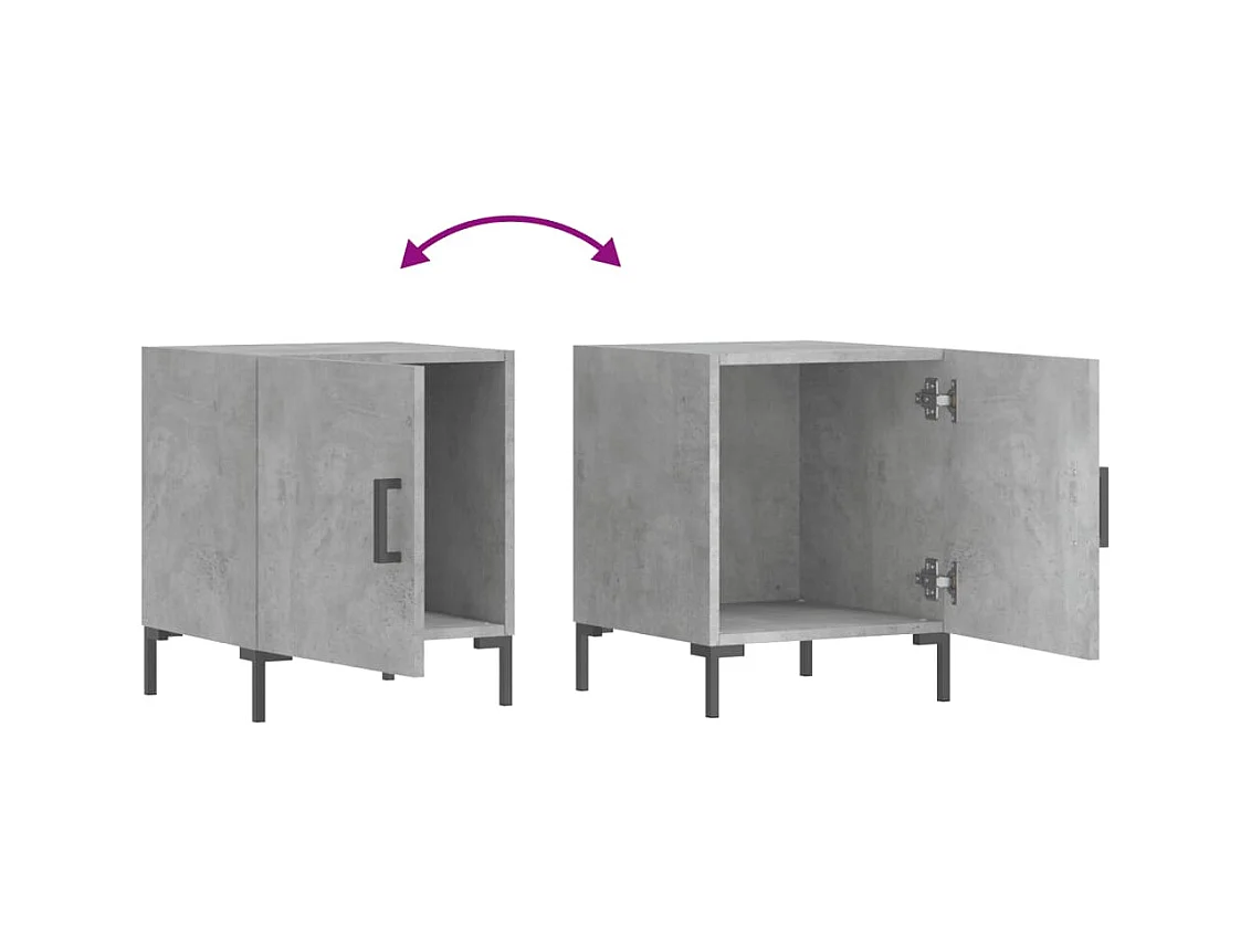 Emarente  Tables de chevet 2 pcs gris béton 40x40x50 cm bois d’ingénierie