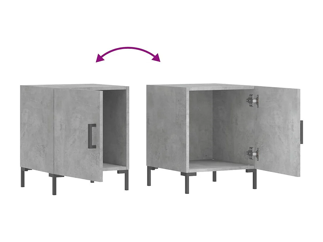 Emarente  Tables de chevet 2 pcs gris béton 40x40x50 cm bois d’ingénierie