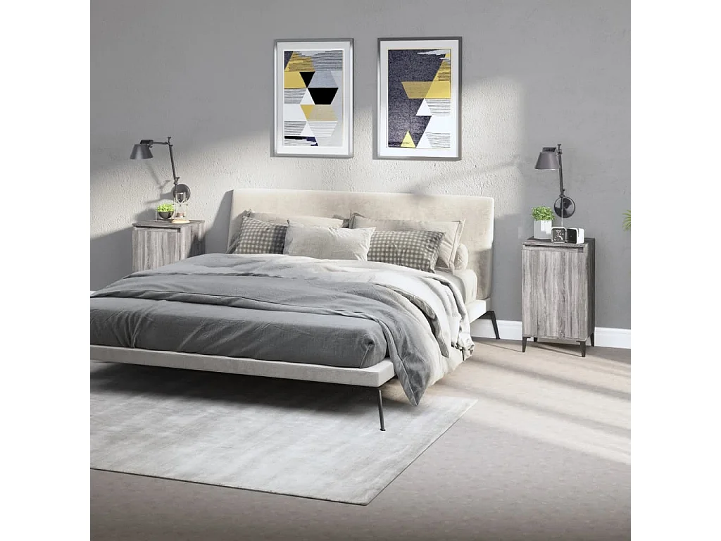 Riley Mae  Nachttische 2 Stk. Grau Sonoma 40x35x70 cm Holzwerkstoff