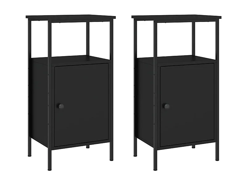 Wellford  Tables de chevet 2 pcs noir 41x31x80 cm bois d’ingénierie