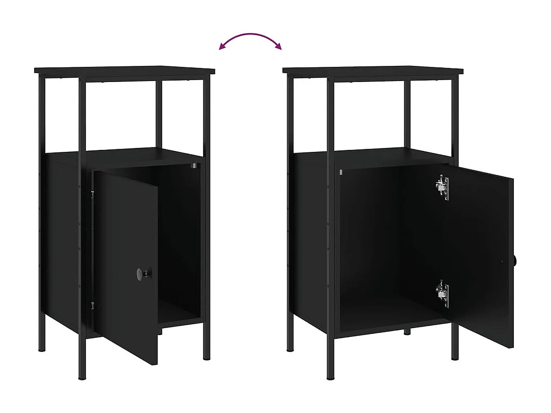 Wellford  Tables de chevet 2 pcs noir 41x31x80 cm bois d’ingénierie