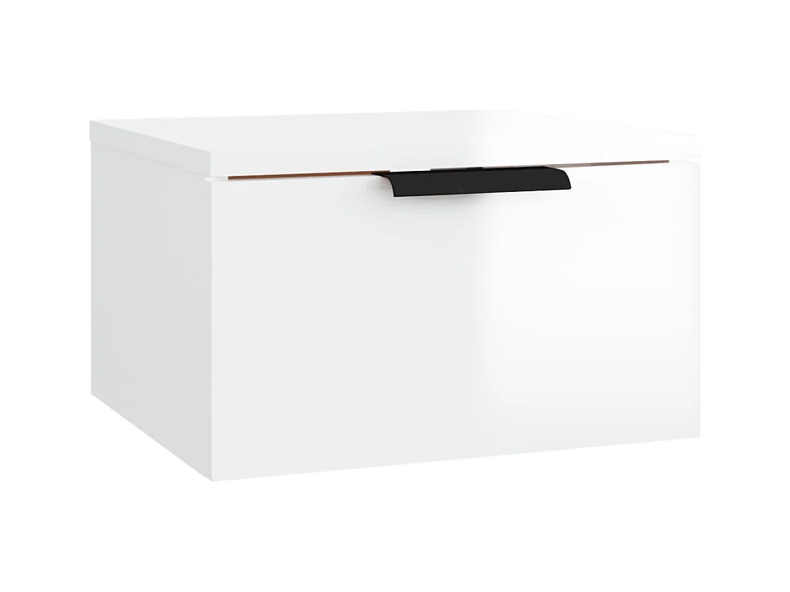 Steve James  Table de chevet murale blanc brillant 34x30x20 cm
