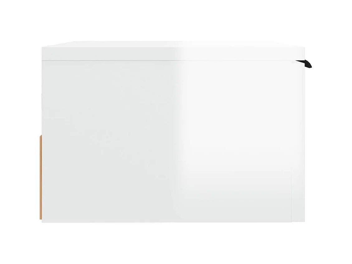 Steve James  Table de chevet murale blanc brillant 34x30x20 cm