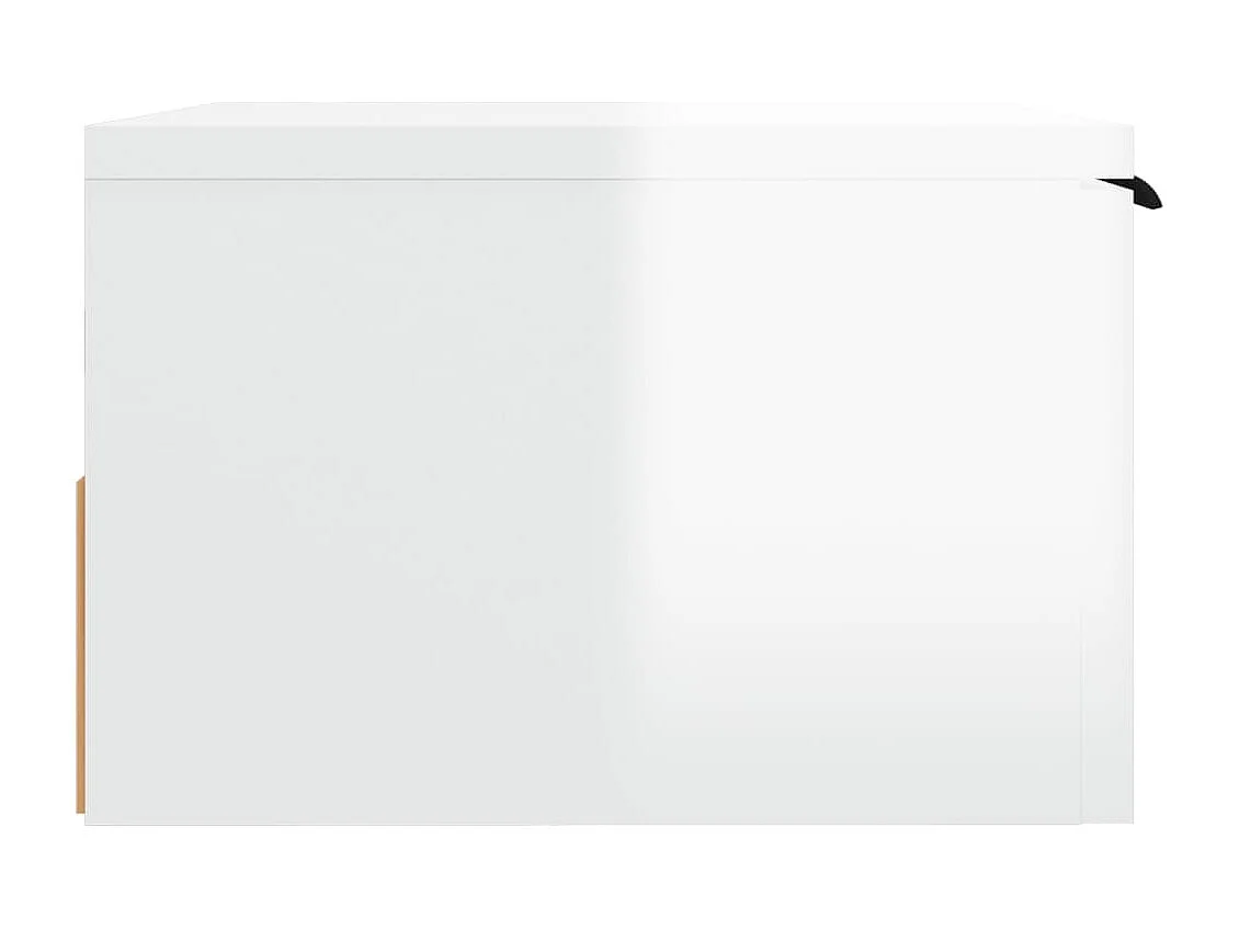 Steve James  Table de chevet murale blanc brillant 34x30x20 cm