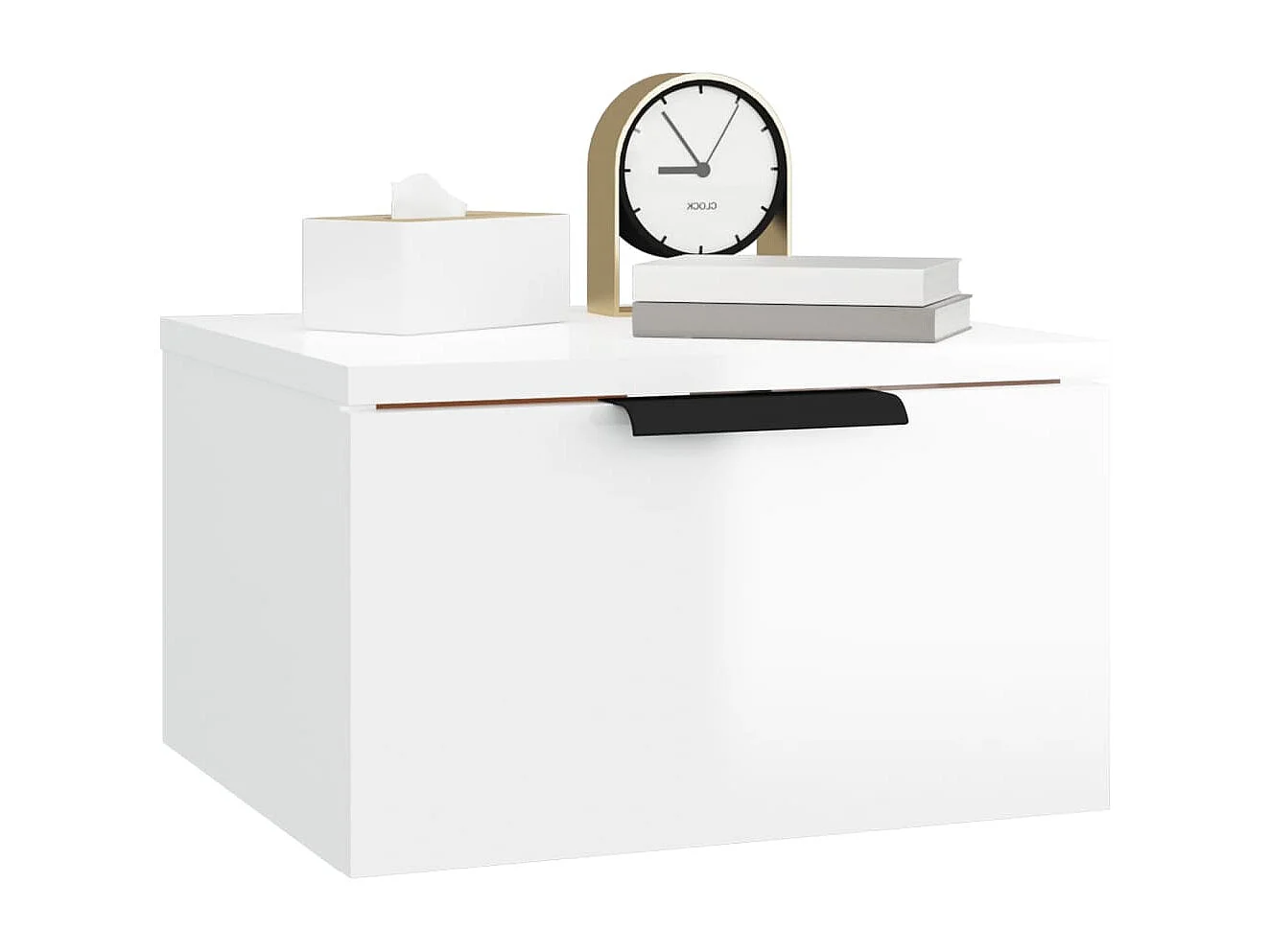 Steve James  Table de chevet murale blanc brillant 34x30x20 cm