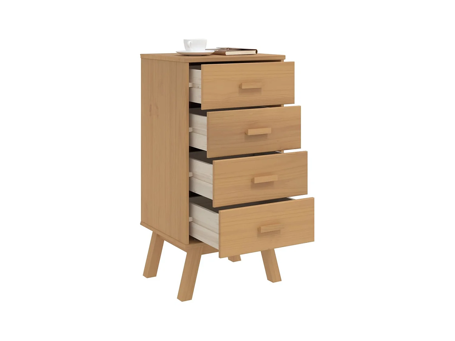 Vrenda  Table de chevet OLDEN marron bois de pin solide