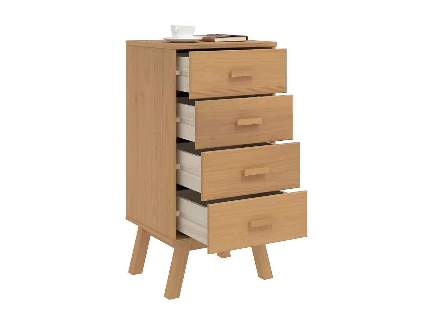 Vrenda  Table de chevet OLDEN marron bois de pin solide