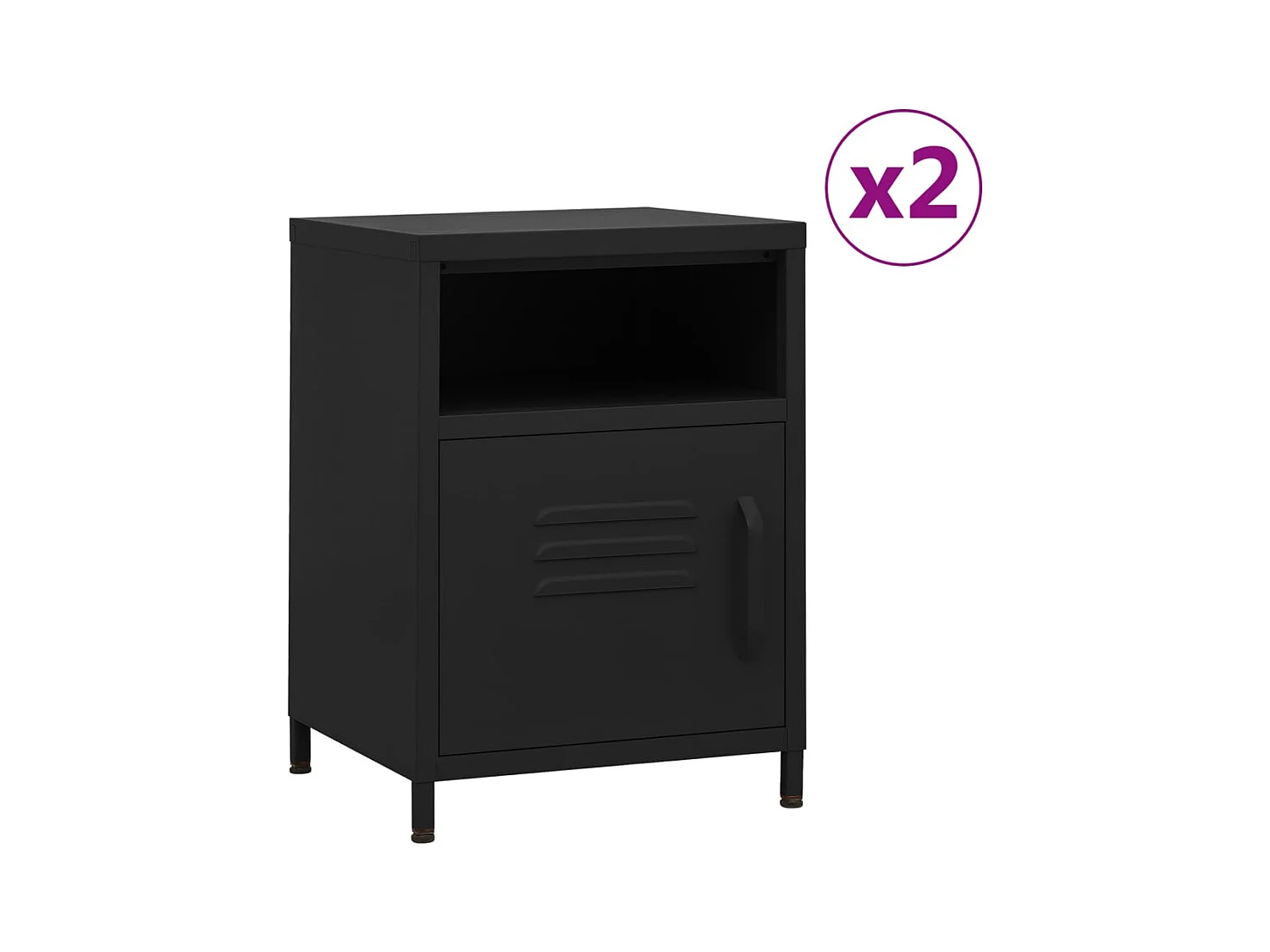 Sylora  Tables de chevet 2 pcs Noir 35x35x51 cm Acier