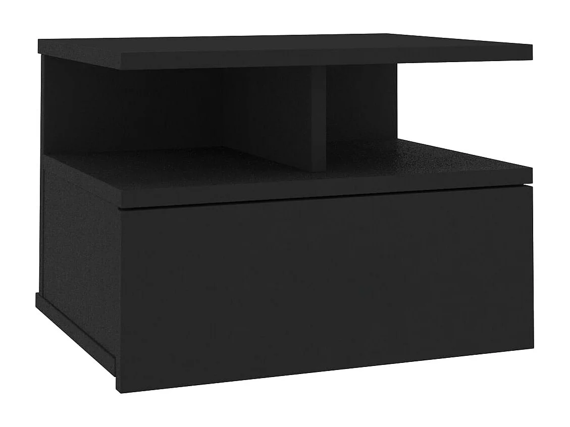 Emmanuelle  Mesita de noche flotante madera de ingeniería negra 40x31x27 cm