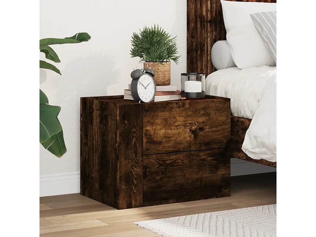 Dayton  Table de chevet murale chêne fumé 45x30x35 cm