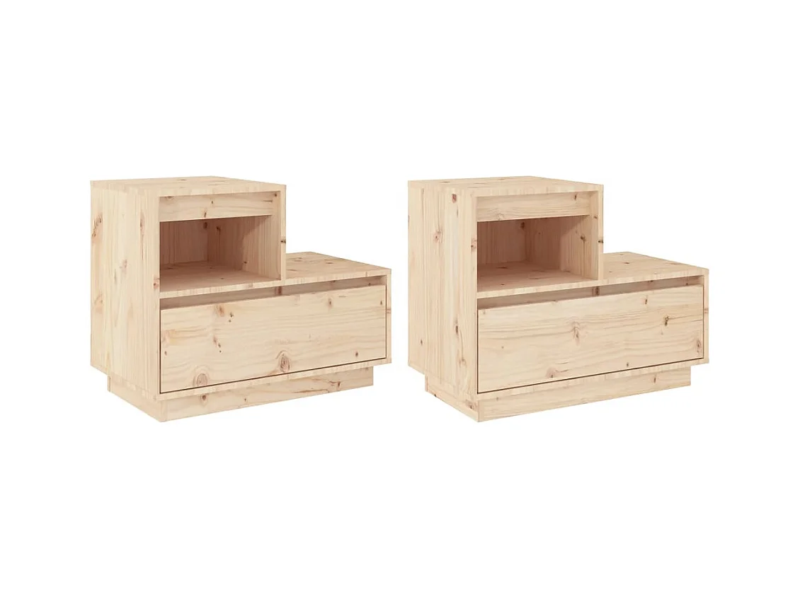 Kværndrup  Tables de chevet 2 pcs Gris 60x34x51 cm Bois de pin solide