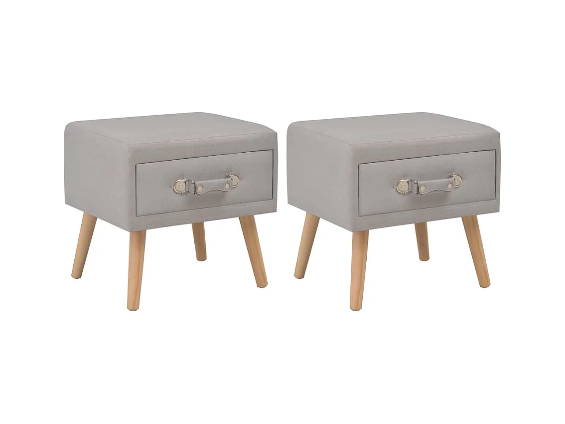 Melina Isabel  Tables de chevet 2 pcs Gris 40x35x40 cm Tissu