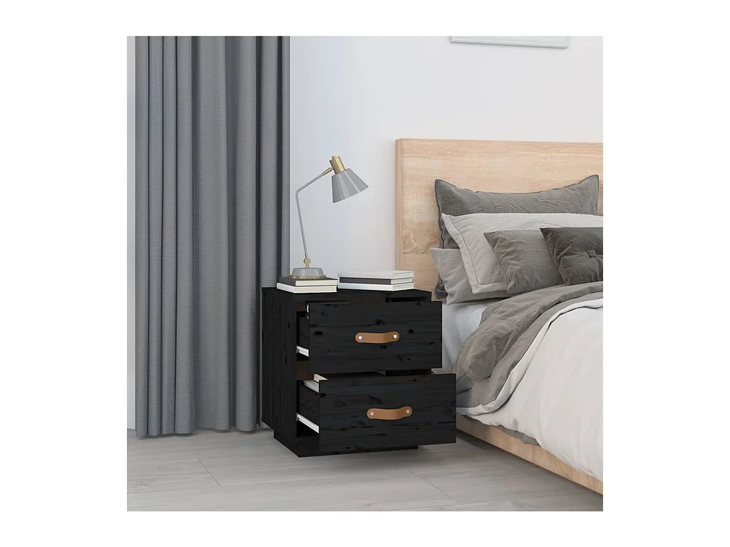 Jean-Marc   Tables de chevet 2 pcs Noir 40x34x45 cm Bois de pin massif