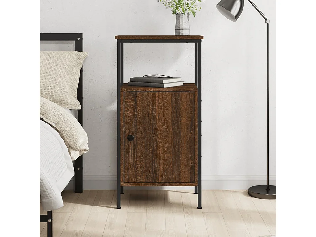 Wellford  Table de chevet chêne marron 41x31x80 cm bois d'ingénierie