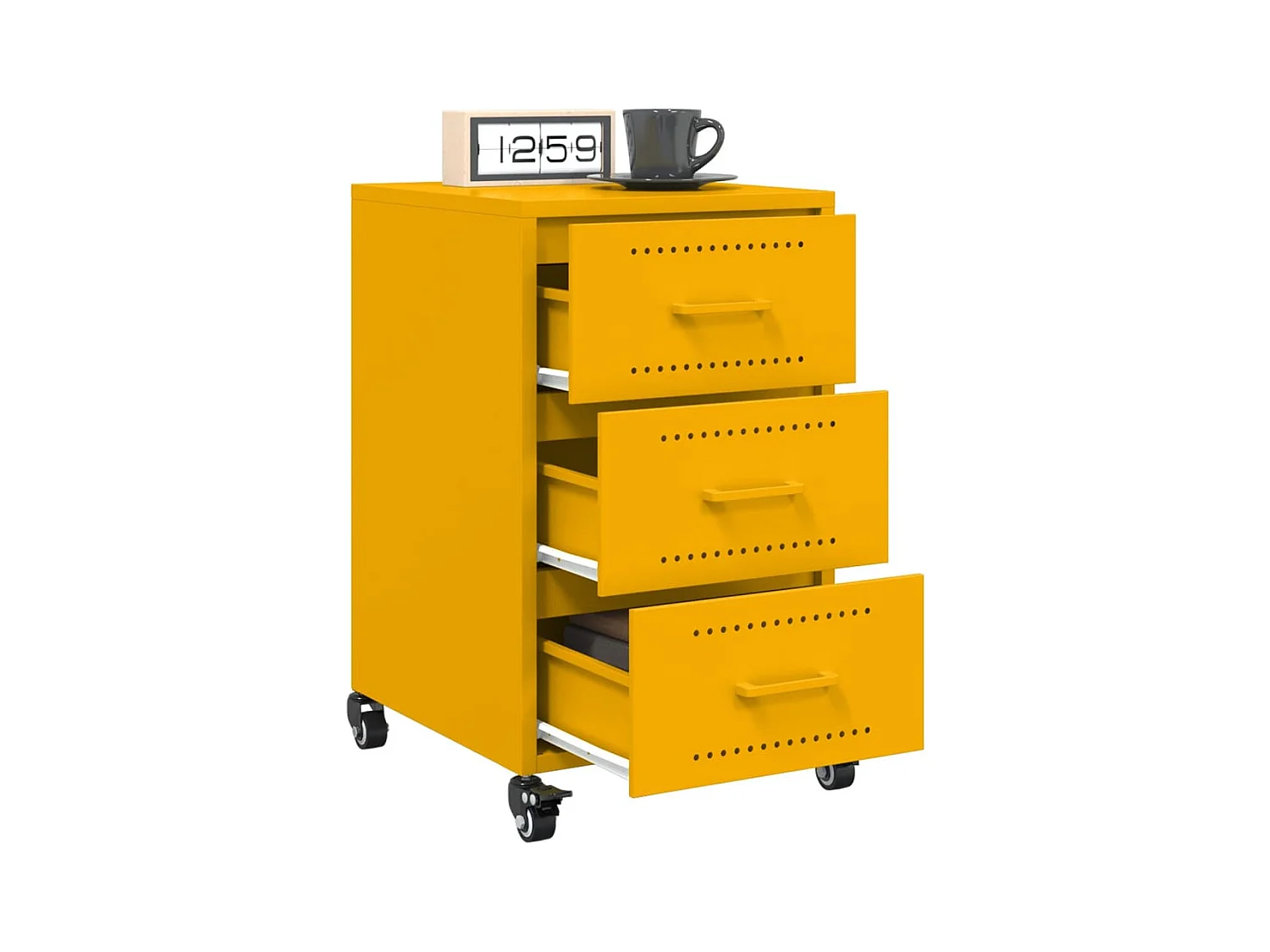 Elandir  Table de chevet jaune moutarde 36x39x59 cm acier