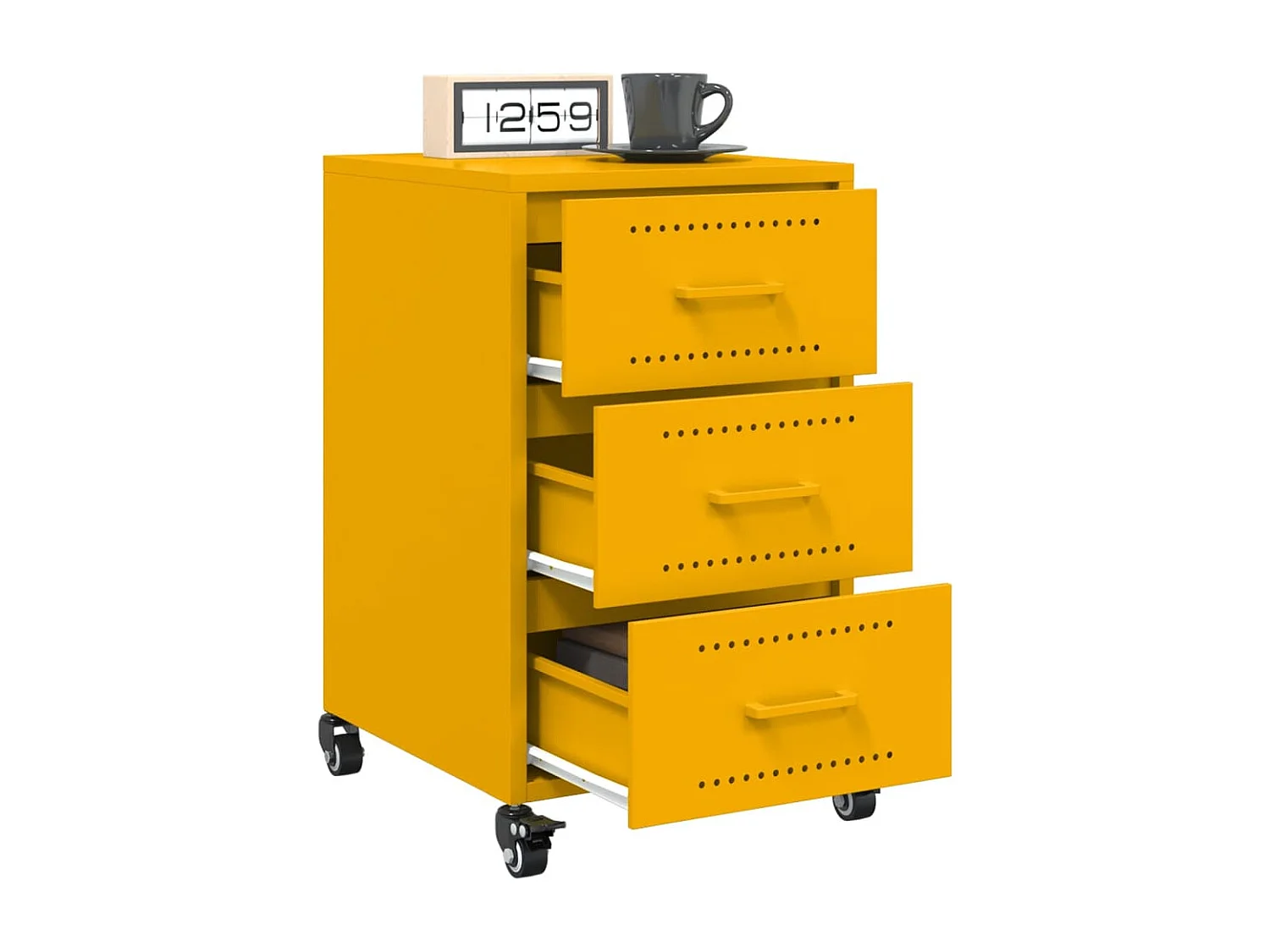 Elandir  Table de chevet jaune moutarde 36x39x59 cm acier