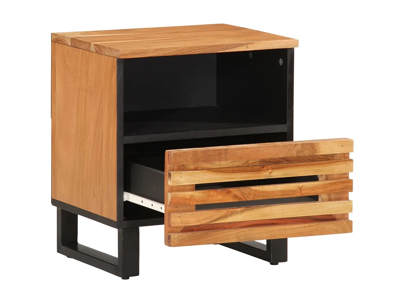 Murdin  Comodini 2pz 40x34x46 cm in Legno Massello di Acacia