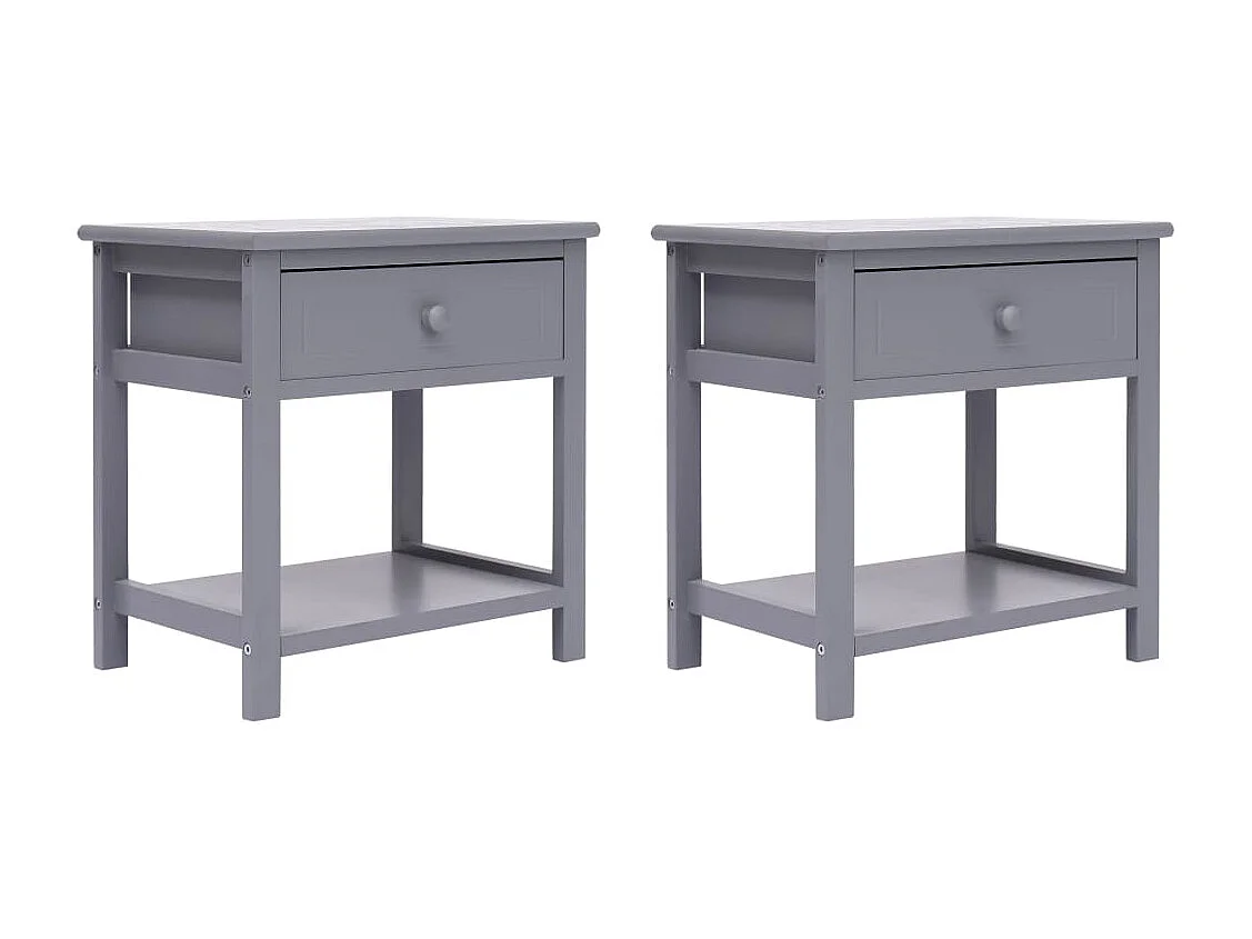 Dylana  Tables de chevet 2 pcs Gris 40x29x42 cm Bois de Paulownia