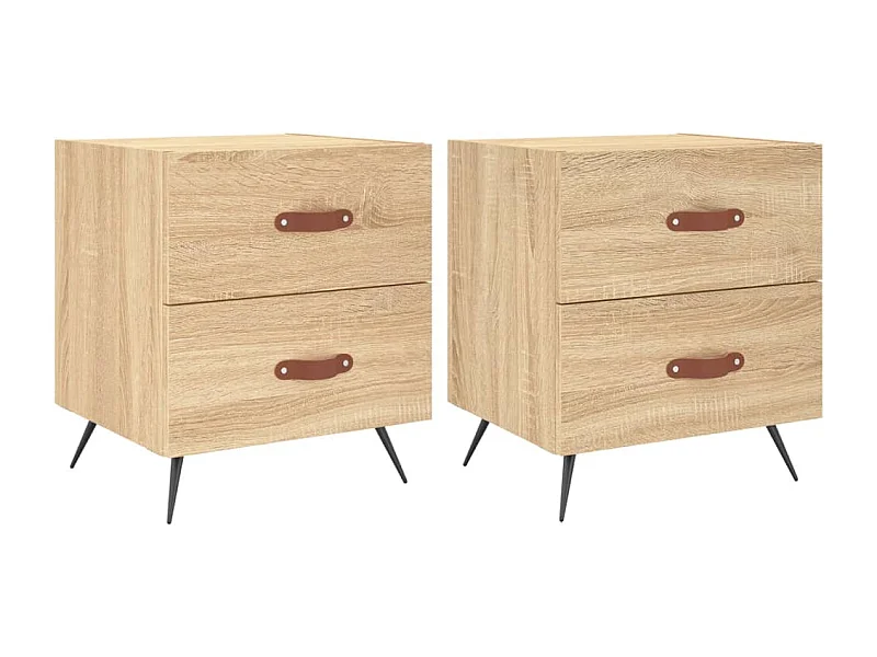 Yvella  Comodini 2 pz Rovere Sonoma 40x35x47,5 cm in Legno Multistrato