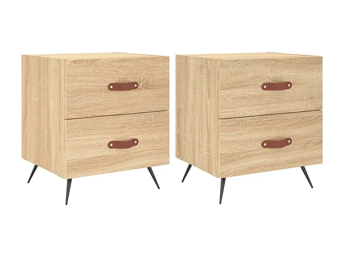 Yvella  Comodini 2 pz Rovere Sonoma 40x35x47,5 cm in Legno Multistrato