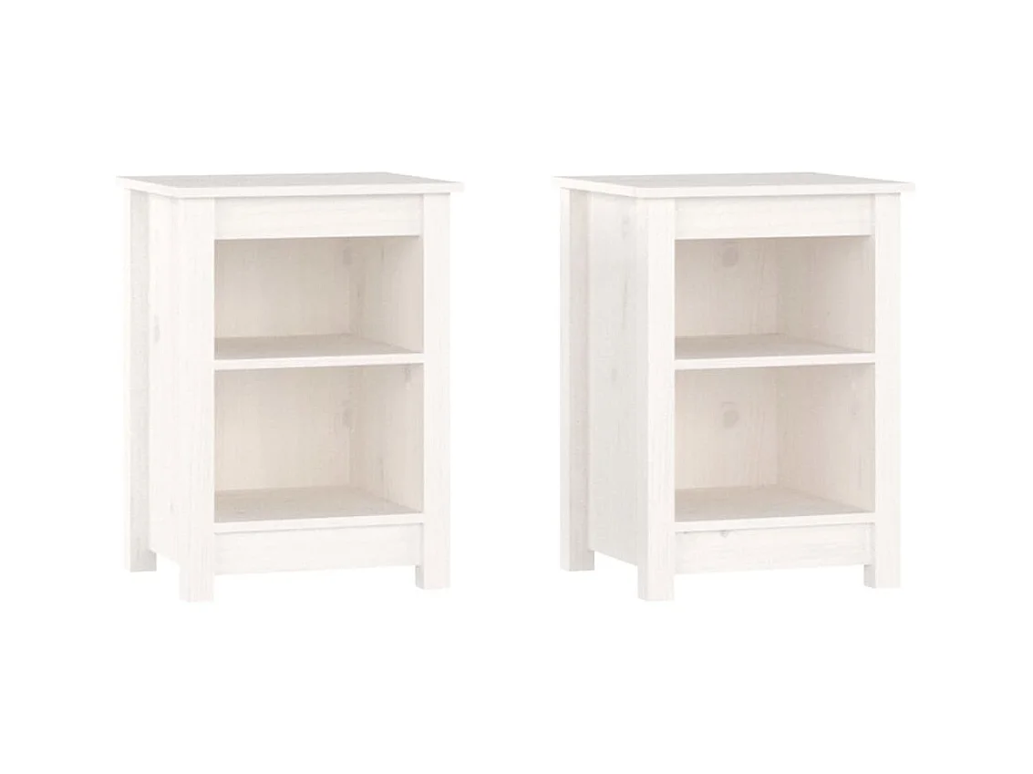 Waldoboro  Tables de chevet 2 pcs Blanc 40x35x55 cm Bois de pin solide