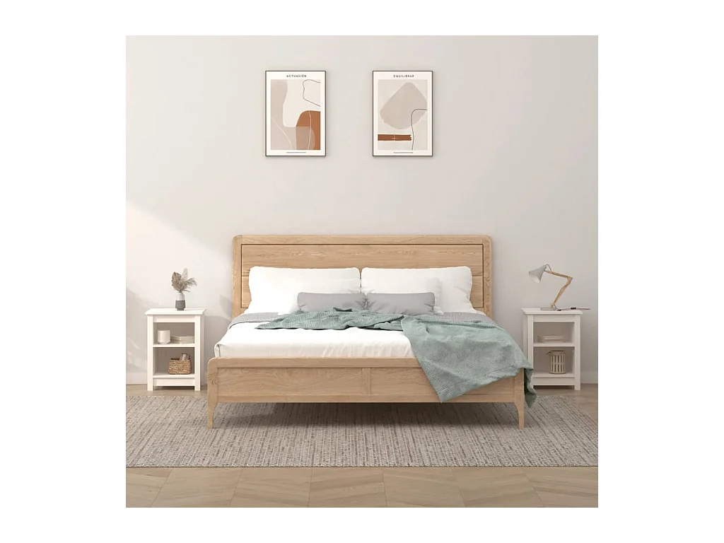 Waldoboro  Tables de chevet 2 pcs Blanc 40x35x55 cm Bois de pin solide