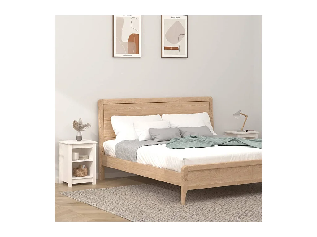 Waldoboro  Tables de chevet 2 pcs Blanc 40x35x55 cm Bois de pin solide