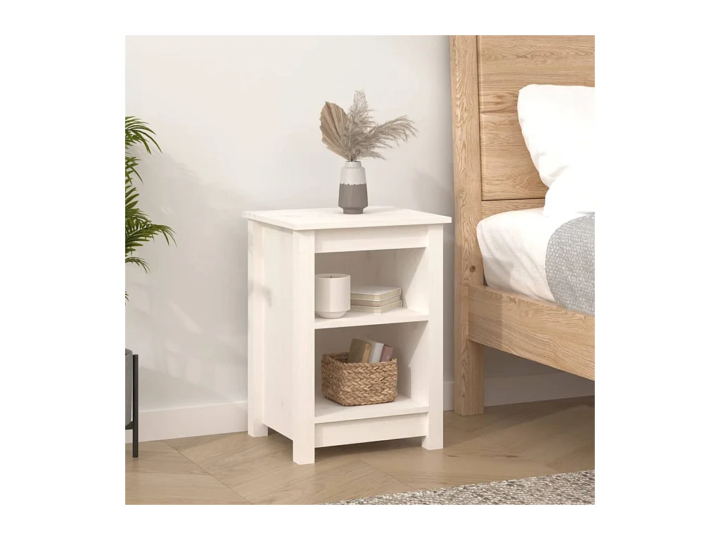 Waldoboro  Tables de chevet 2 pcs Blanc 40x35x55 cm Bois de pin solide