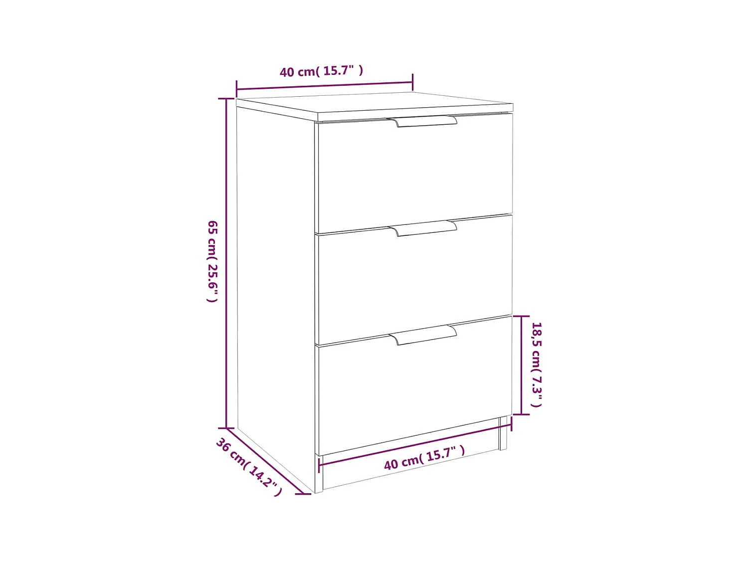 Tucson  Table de chevet noir 40x36x65 cm
