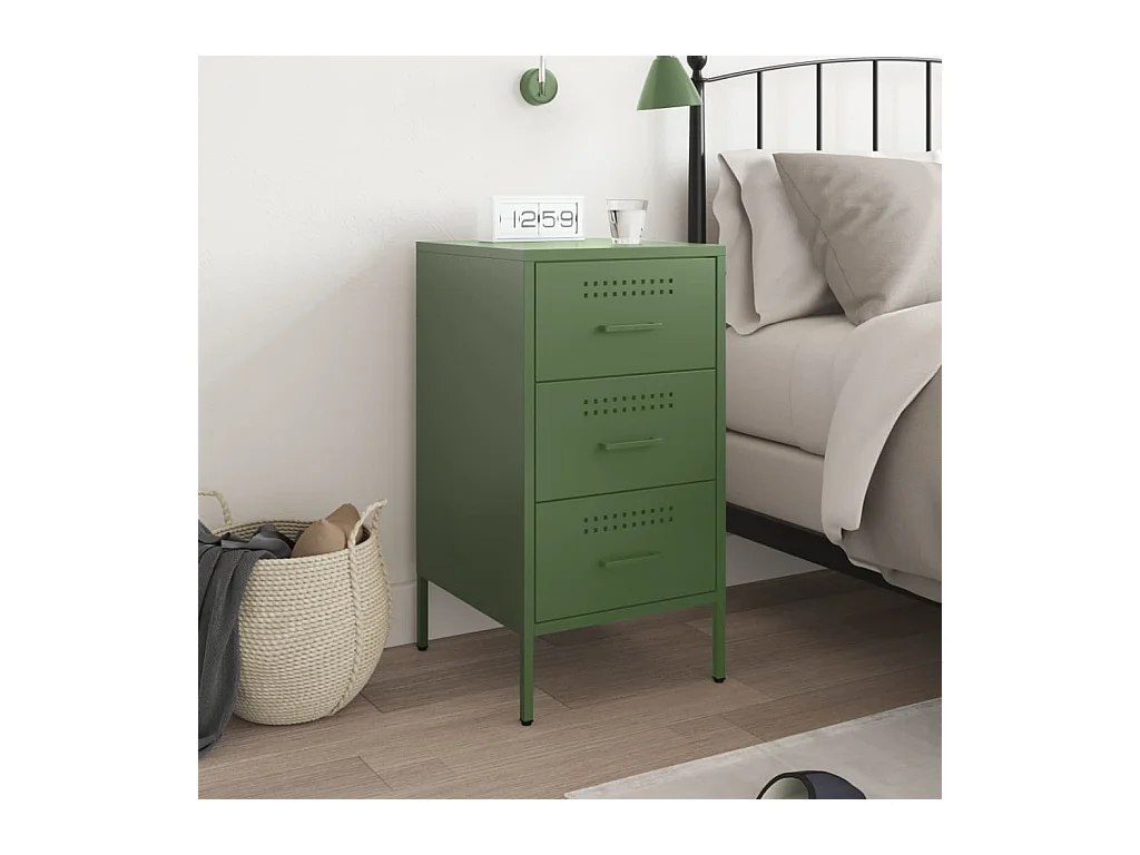 Vyndor  Table de chevet vert olive 36x39x68 cm acier