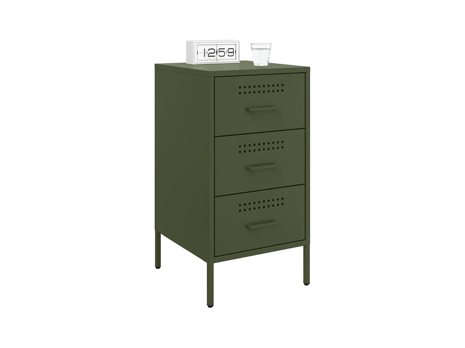Vyndor  Table de chevet vert olive 36x39x68 cm acier