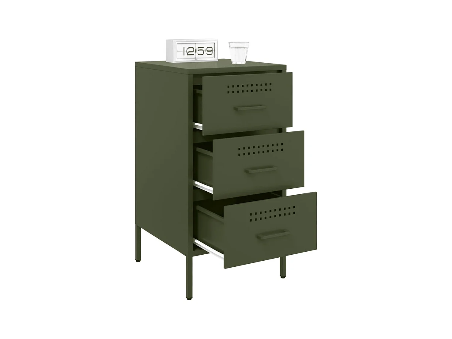 Vyndor  Table de chevet vert olive 36x39x68 cm acier