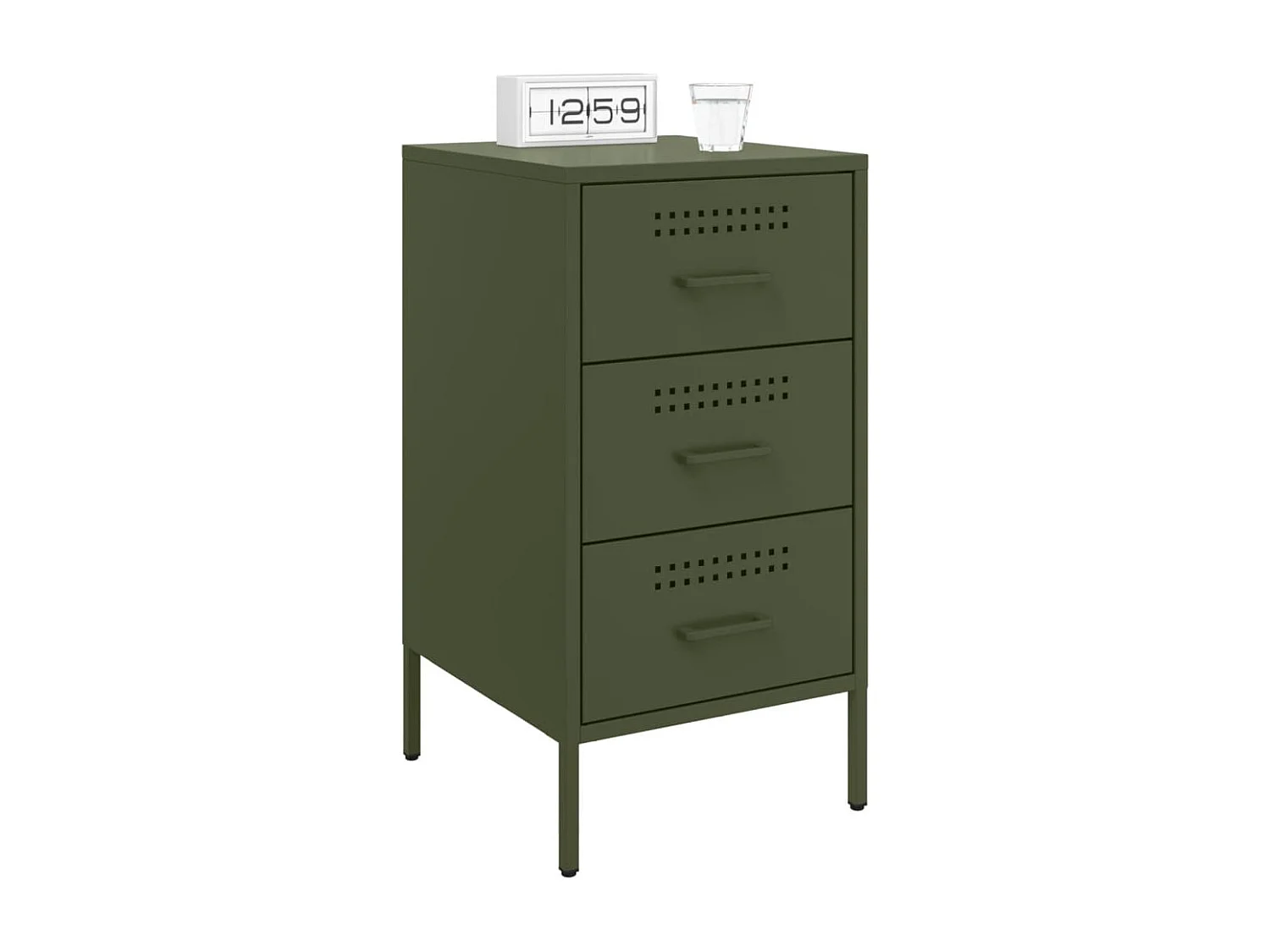 Vyndor  Comodino Verde Oliva 36x39x68 cm in Acciaio