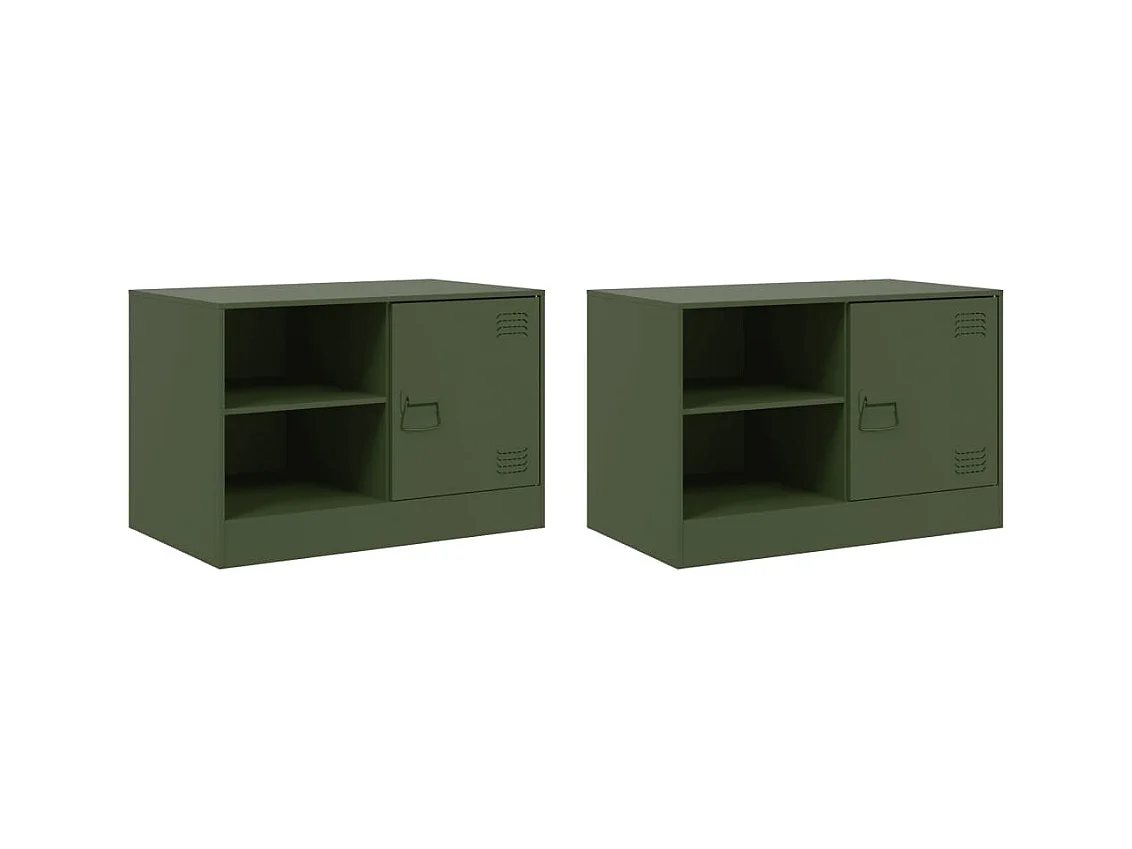 Borrego Springs  Meubles TV 2 pcs vert olive 67x39x44 cm acier