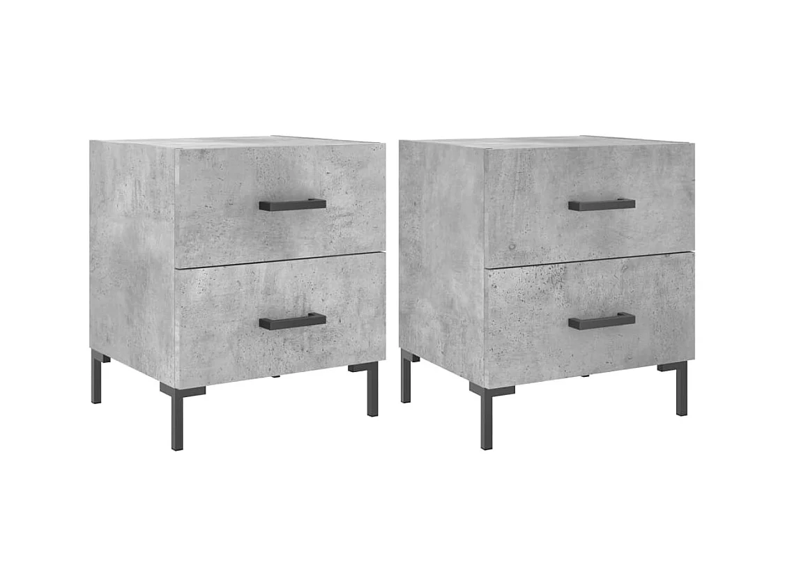 Myrion  Comodini 2 pz Grigio Cemento 40x35x47,5 cm in Legno Multistrato