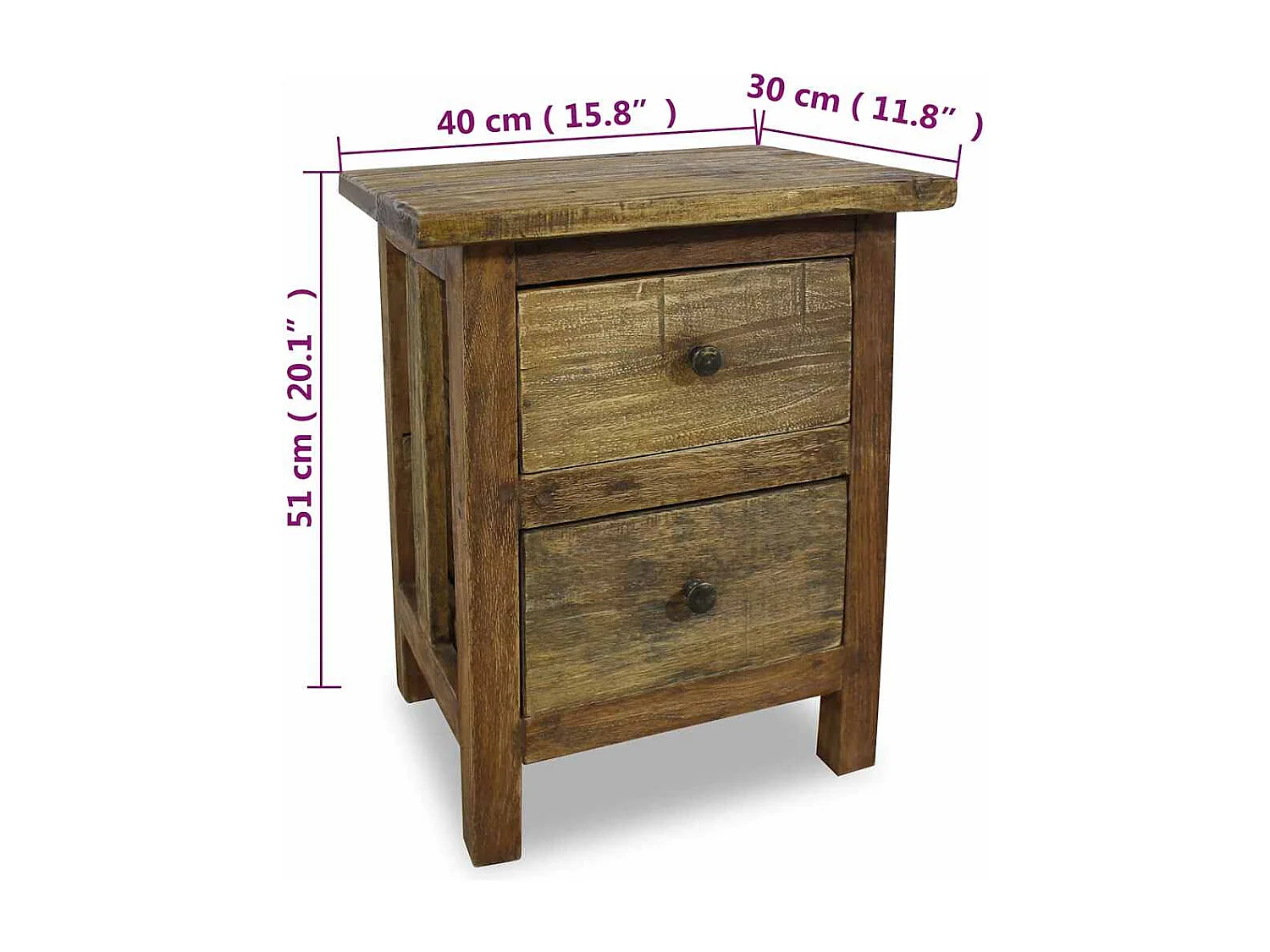 Garden Furniture -  Nachttisch Massives Mahagoniholz 40x30x51 cm